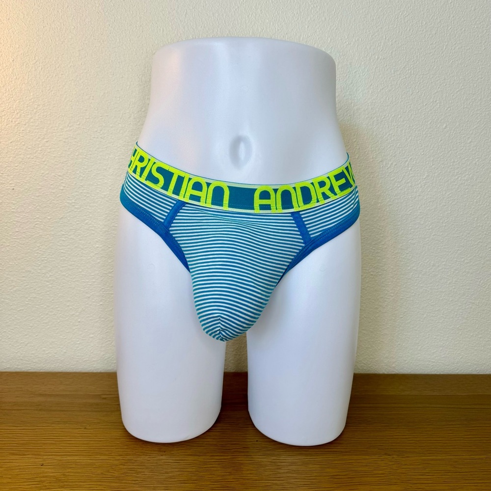 Andrew Christian Striped Thong Size Large